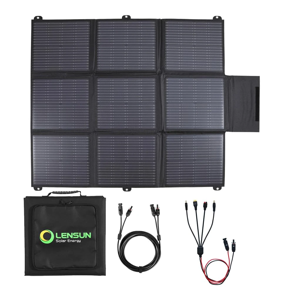 LensunSolar 200W 12V Portable Solar Panel Blanket with Standard Connectors for Solar Generator Power Station, Lightweight Ultra-Thin only 5.2 kgs/11.4 lbs