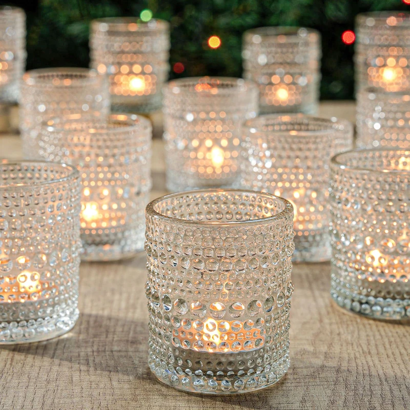 TRIRITE 36 Pcs Clear Glass Tealight Candle Holders for Wedding Decor, Table Centerpiece, DIY Wax Filling, Tabletop, Wedding Occasion