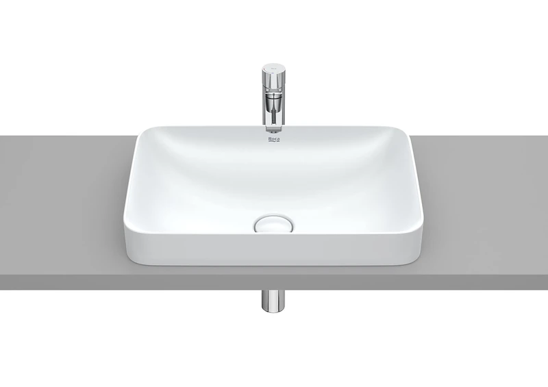 Roca, INSPIRA, Square – FINECERAMIC® Countertop Basin, Perl, 550 mm x 370 mm x 75 mm, A327534630