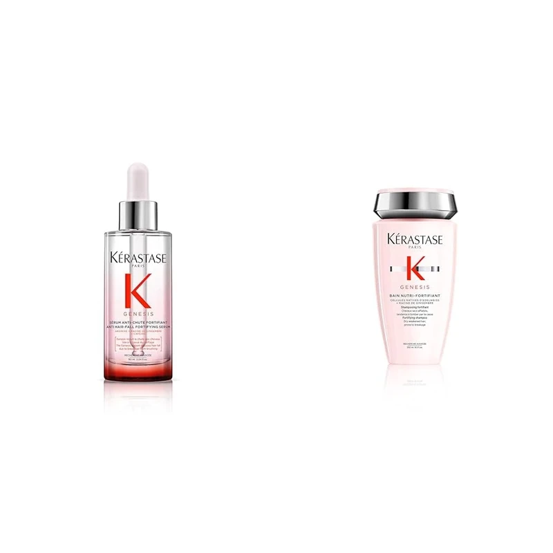 Kérastase Genesis Hair Serum, Nourishing & Fortifying Leave-In Conditioner, For Weakened Hair, With Ginger Root & Edelweiss Flower & Kérastase Genesis, Nourishing & Fortifying Shampoo