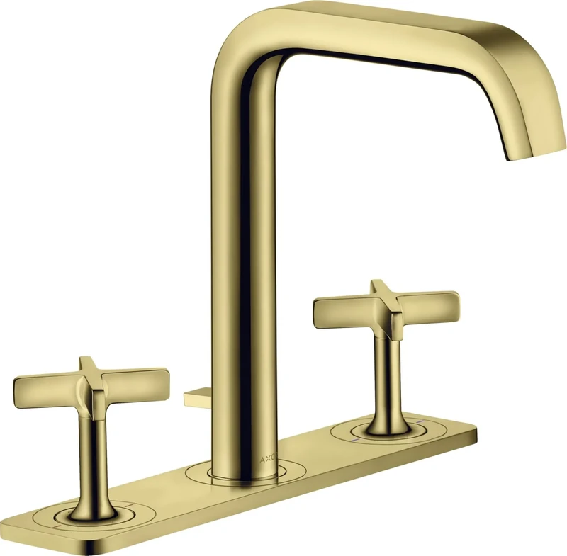 Hansgrohe Axor Citterio E 3-Hole Basin Mixer 170 with pop-up Waste and Plate; Color: Polished Gold Optic