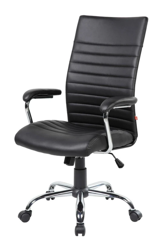 Dmora - Office chair Geelong, Presidential armchair with armrests, Ergonomic office chair, 63x65h108/118 cm, Black