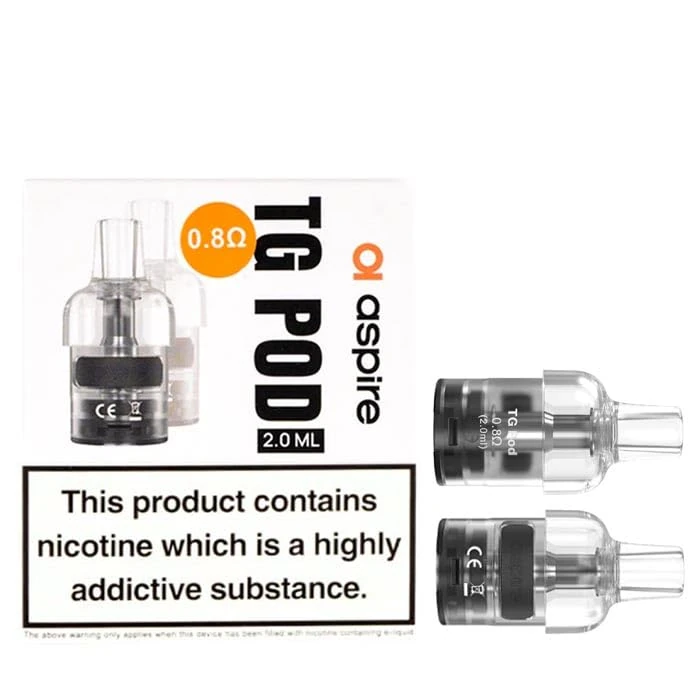 Aspire Cyber G Replacement POD, TG POD, 0.8 Ohm Resistance, Precision-Engineered, Enhanced Flavor and Smooth Vaping Experience, Pack of 2, No Nicotine