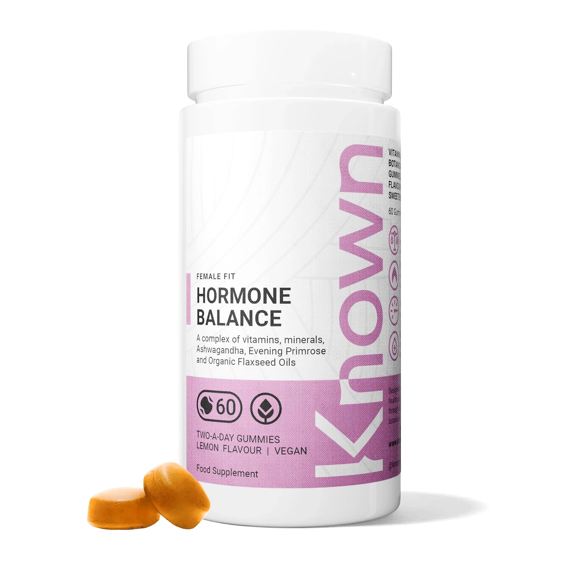 Known Hormone Balance Women’s Multivitamin Gummies – Lemon – Vitamin B6, D & C, Ashwagandha, Evening Primrose Oil – Energy, Mood & Skin Support – Vegan Gummy Supplement – For Women – 1 Month Supply
