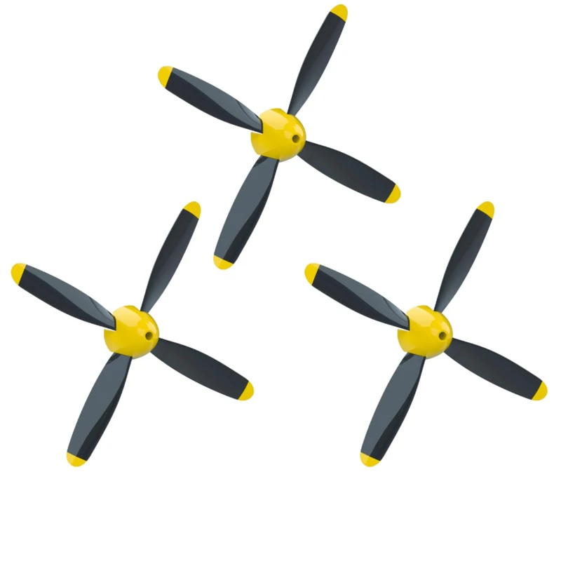 LEAMBE 3 Sets of 4-Blade Propeller Spare RC Plane Propellers Compatible with P51 Mustang & P40 Warhawk Remote Control Airplane Nose Cone