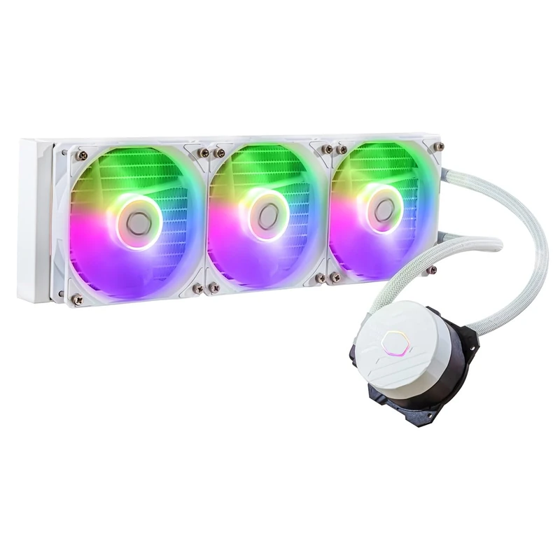 Cooler Master MasterLiquid 360L Core ARGB CPU Liquid Cooler - Dual Chamber Gen S Pump, Superior Radiator and 120 mm ARGB Fans, LGA 1700 and AM5 Brackets , 12 Volts (DC) , White