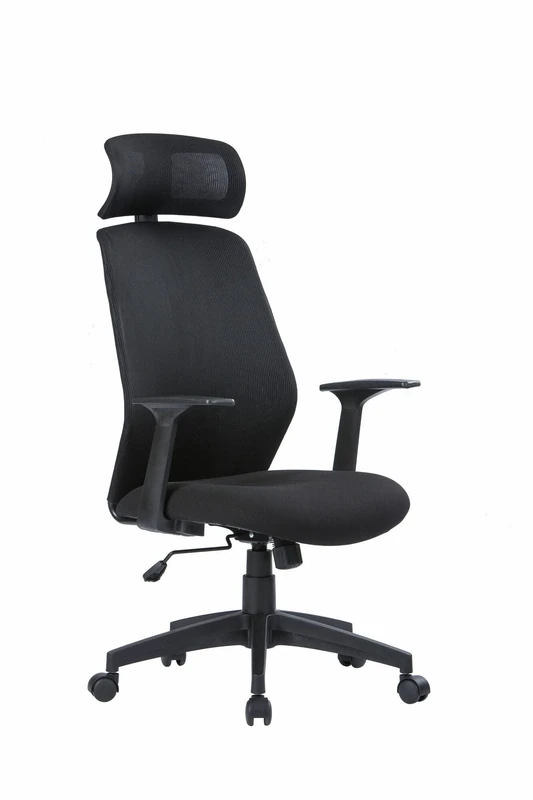 Dmora - Office chair Brisbane, Presidential armchair with armrests and headrest, Ergonomic office chair, 63x62h117/126 cm, Black