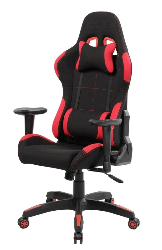 Dmora - Gaming chair Bundaberg, Adult gaming armchair, Desk chair, 57x72h124/134 cm, Black and Red