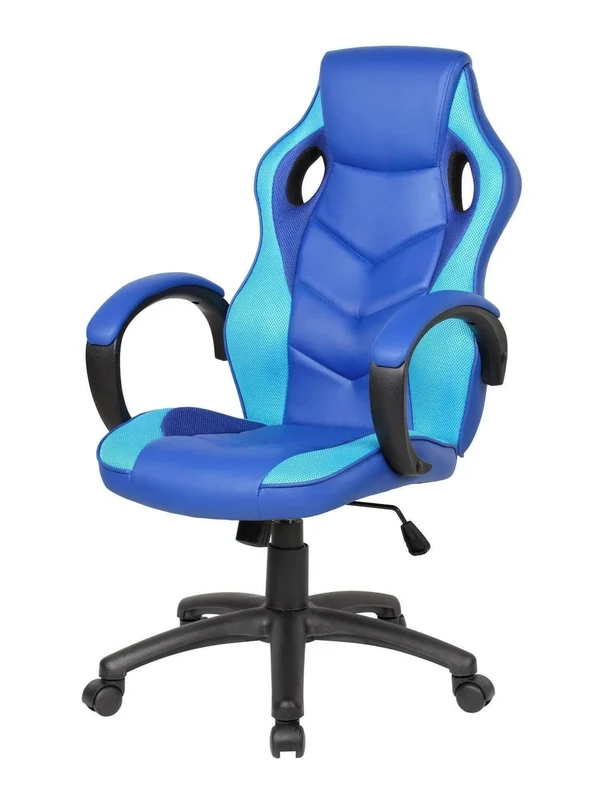 Dmora - Gaming chair Caloundra, Adult gaming armchair, Desk chair, 66x61h104/114 cm, Blue and sky Blue