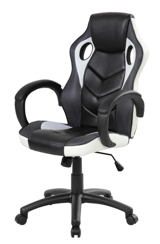 Dmora - Gaming chair Caloundra, Adult gaming armchair, Desk chair, 66x61h104/114 cm, Black and White