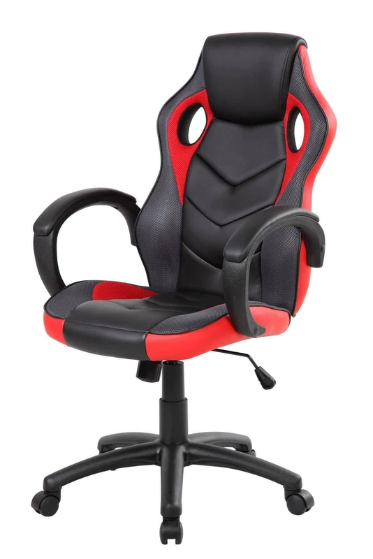 Dmora - Gaming chair Caloundra, Adult gaming armchair, Desk chair, 66x61h104/114 cm, Black and Red