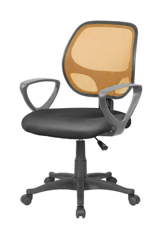 Dmora - Office chair Geraldton, Mesh task chair with armrests, Ergonomic office seat, 56x57h88/100 cm, Black and Orange