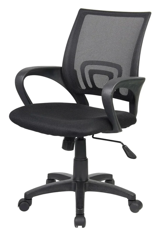 Dmora - Office chair Lismore, Mesh task chair with armrests, Ergonomic office seat, 59x54h90/100 cm, Black