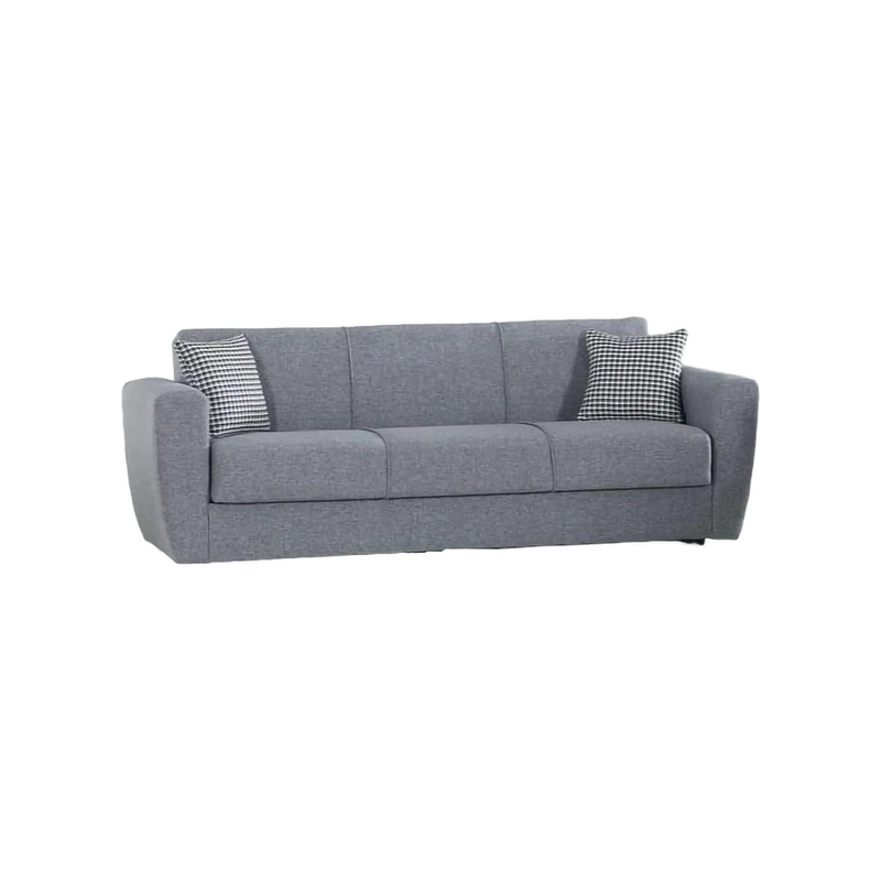 Dmora - Sofa bed Escobar, Linear 3-seater container sofa bed, Living room sofa in padded fabric with click-clack opening, 223x84xh80 cm, Gray