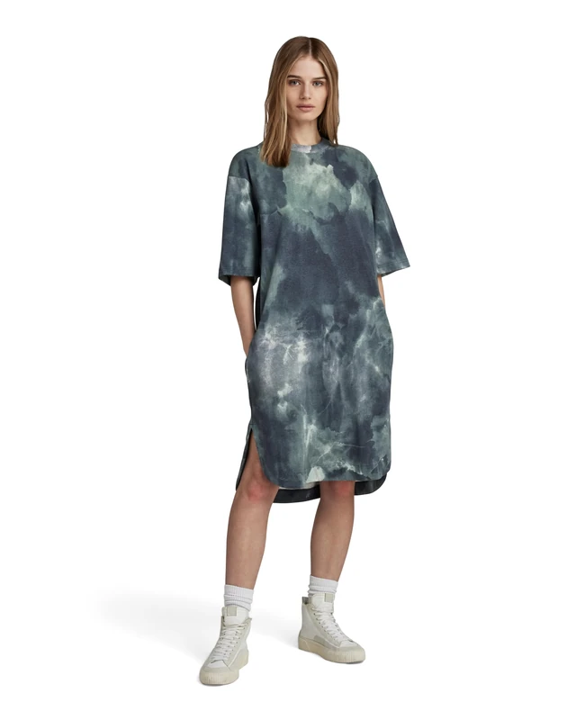 G-STAR RAW Women's Boxy U Tee Ao Dress Ss Wmn, Indigo Vintage Watercolors, L