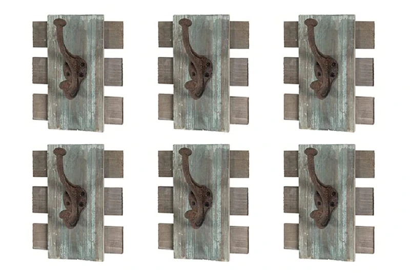 HAKU Set of 6 Wardrobes Colourful, Vintage, Solid Wood, Metal - Dim.: W 16 cm X H 20 cm X D 11 cm, Style: Industrial