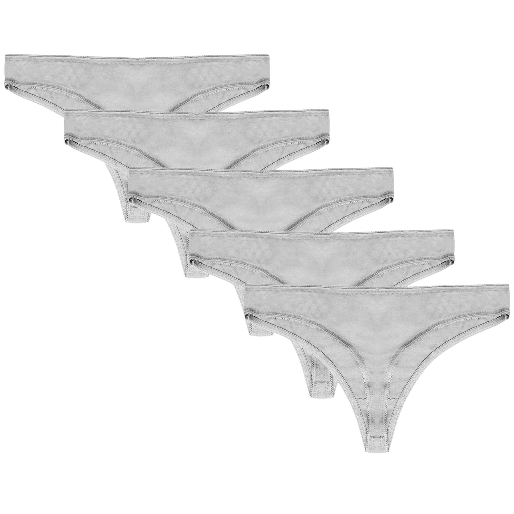Style It Up 5 Pairs Ladies Womens Thong Briefs Underwear 100% Cotton Comfortable (Grey, S)