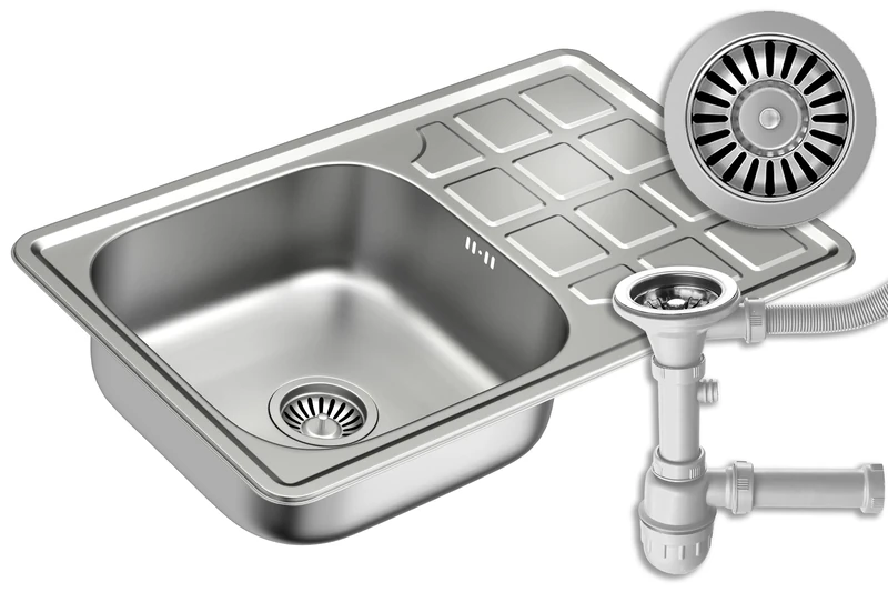 QUADRON | Louis Sink Single Bowl Stainless Steel | Sink | Drain Included | fits Cabinet Minimum 50 cm | Mortise (Satin)
