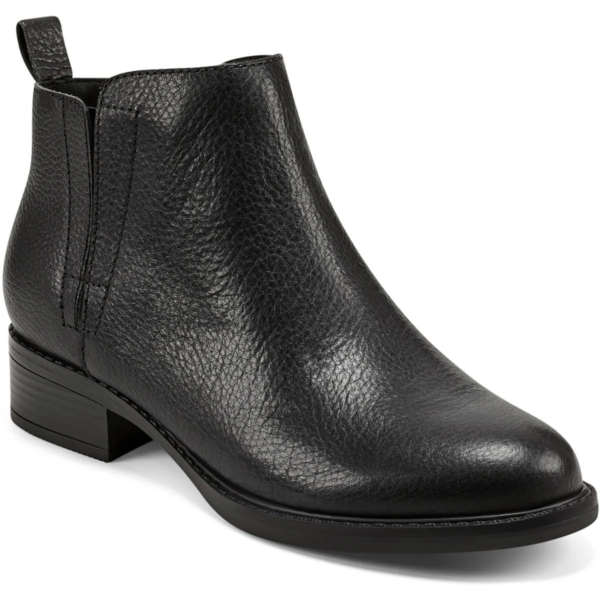 Easy Spirit Womens Larime Leather Ankle Booties, Black Leather, 7.5 Wide