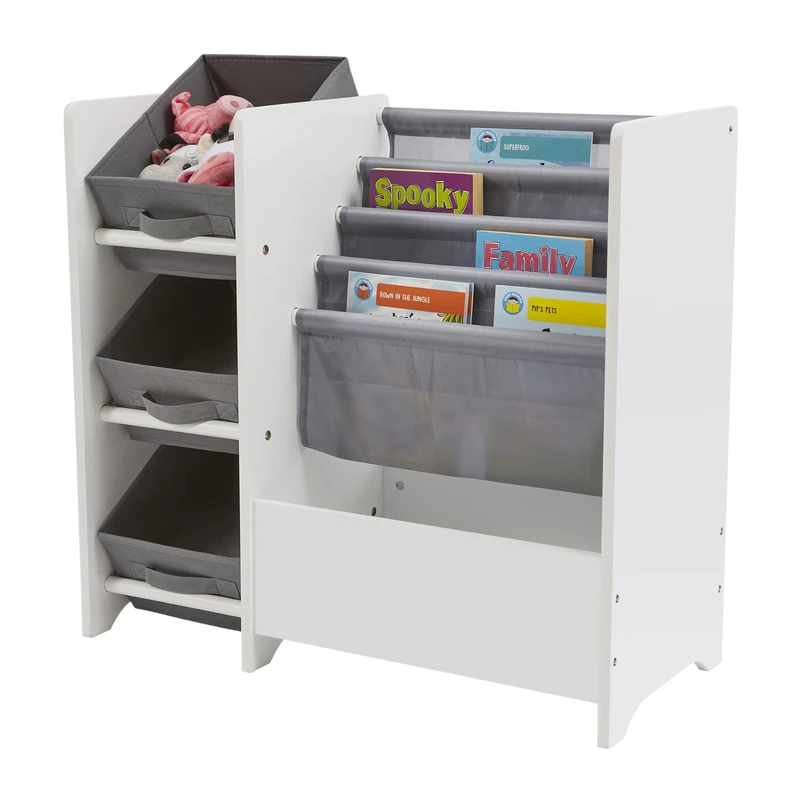 Liberty House Toys Kids White Display Unit With Fabric Storage Boxes