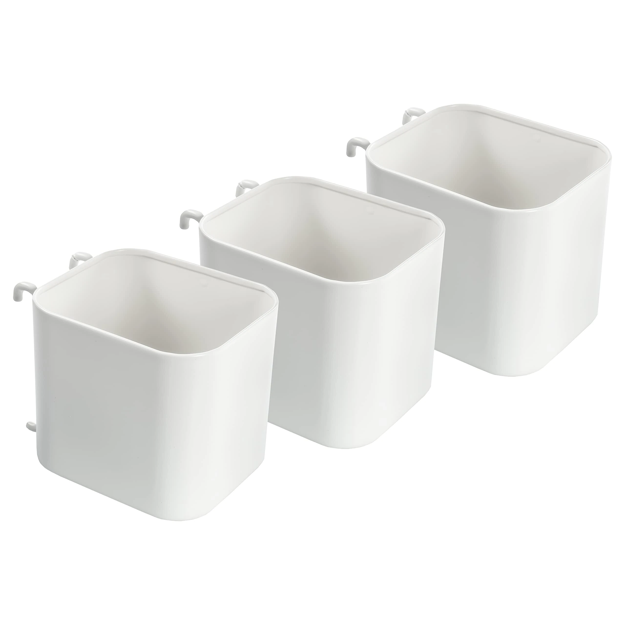 IKEA SKADIS Open-Top Storage Containers (Fits SKADIS Peg Board), White, 7.5 x 9.5 x 8 cm, Steel, 203.207.98 - Set of 3