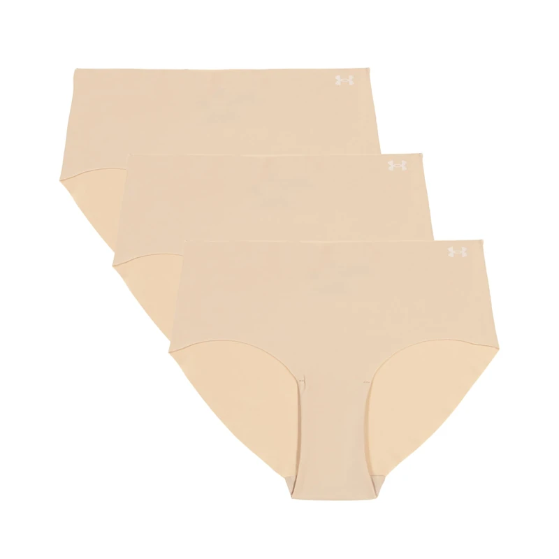 Under Armour Women's 3-Pack Pure Stretch No Show Hipster Underwear, All-Day Comfort & Ultra-Soft Fit, Hue 500, XL