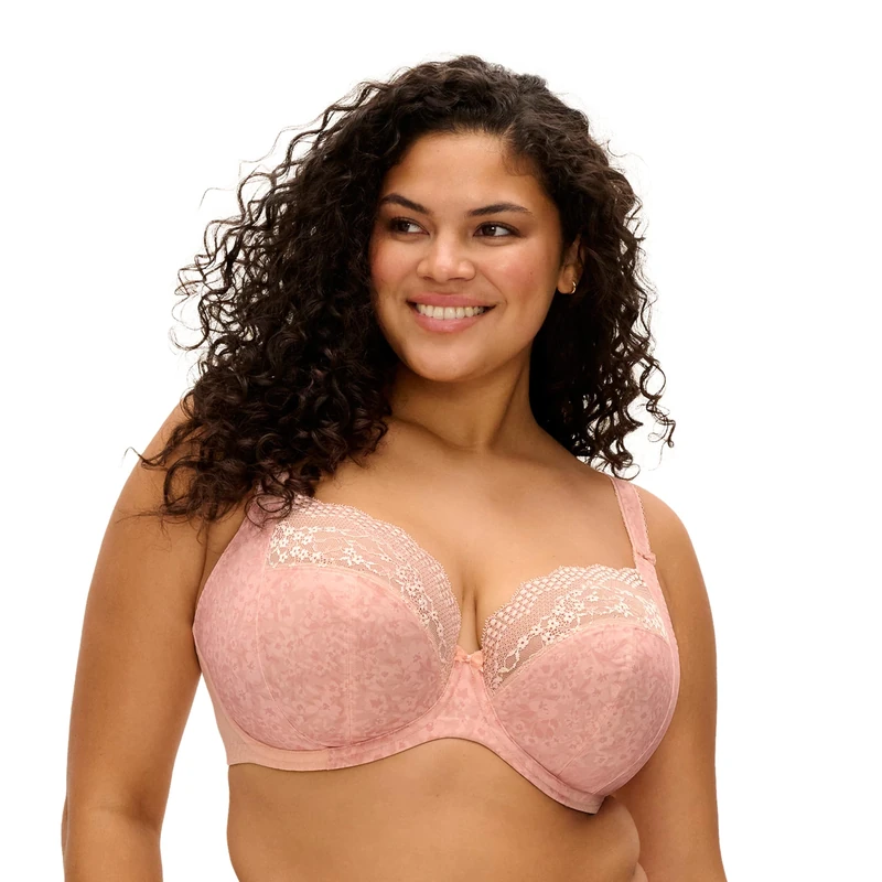 Elomi Women's Lucie Stretch Lace Underwire Plunge Bra, Opaque, Pale Blush, 46D