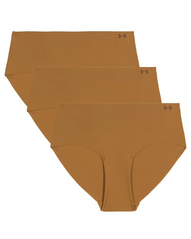 Under Armour Women's 3-Pack Pure Stretch No Show Hipster Underwear, All-Day Comfort & Ultra-Soft Fit, Hue 600, L