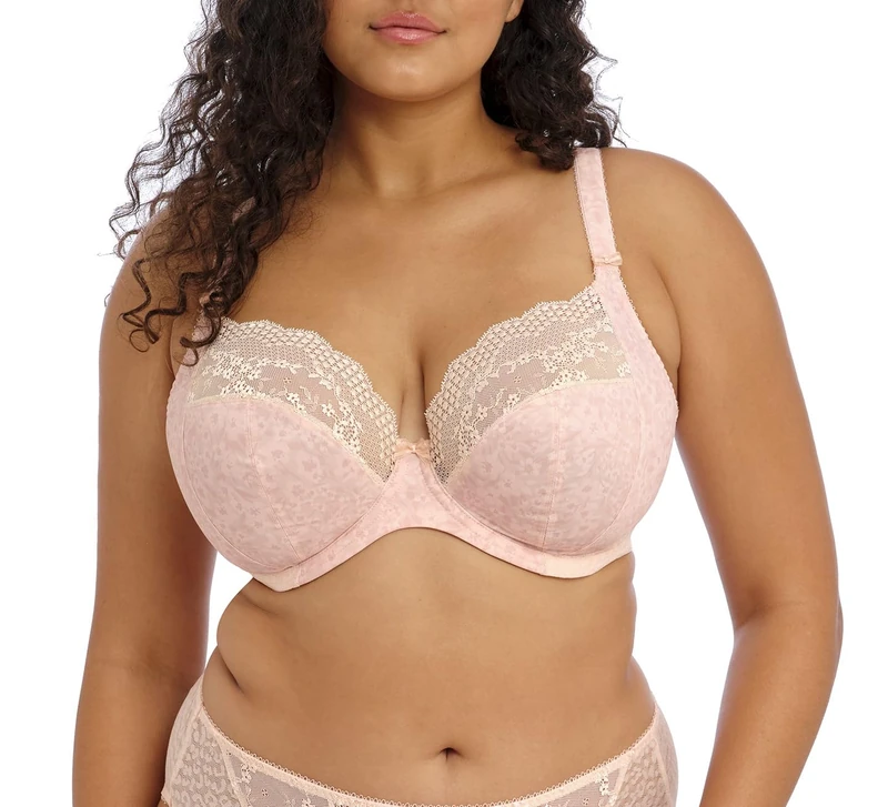 Elomi Women's Plus Size Lucie Stretch Lace Underwire Plunge Bra, Pale Blush, 36F