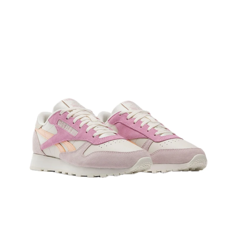 Reebok Women's Classic Leather Sneaker, Bone/Peach Glow/Ashen Lilac, 8