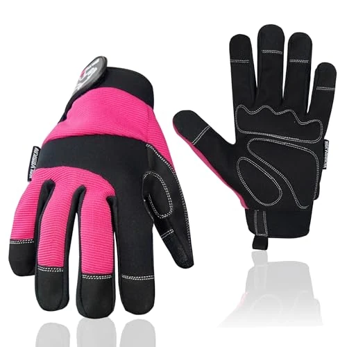 Wolveskin Unisex Work Gloves - Synthetic Leather, Firm Grip, Touchscreen, Pink
