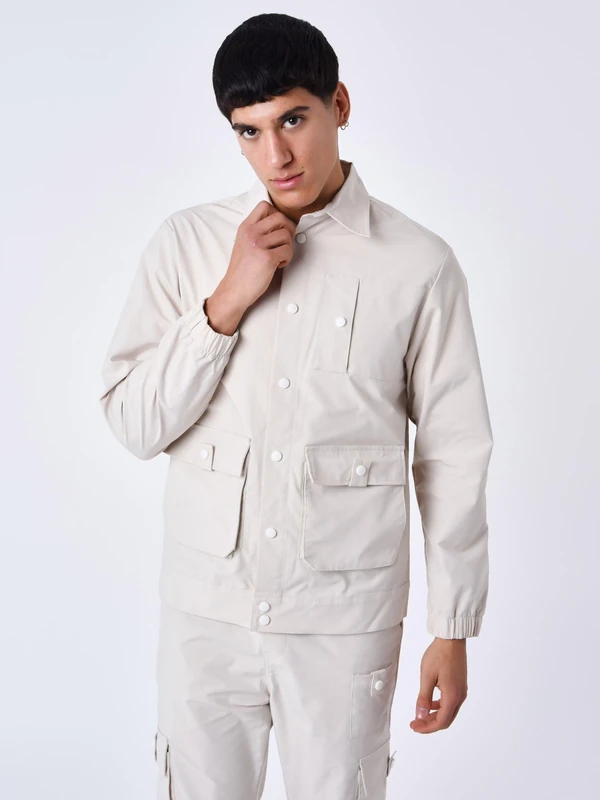 Project X Paris Jacket Colour: Beige 100% Polyester for Men, Perfect for Everyday & Streetwear, with Size M
