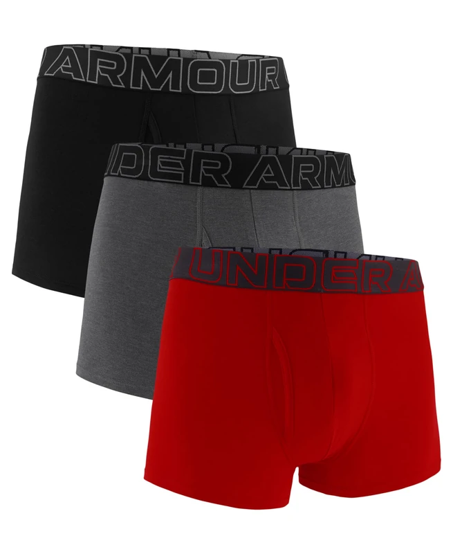 Under Armour Men's 3-Pack Performance Cotton Boxer Brief, 3" Inseam, All-Day Comfort & Ultra-Soft, Castlerock Heather - Core, 4XL
