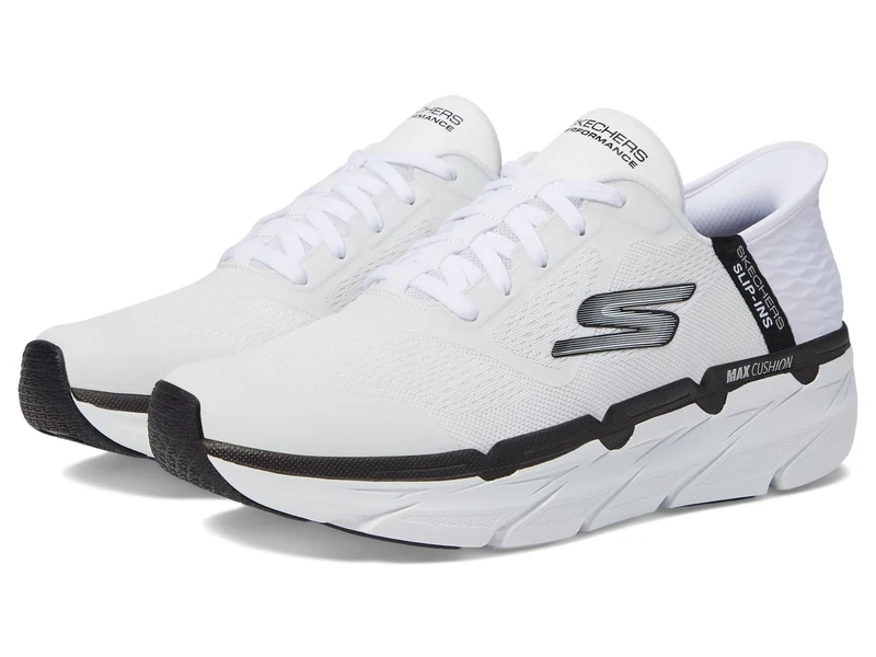 Skechers Men's Hands Free Slip-ins Max Cushion Premier Ascendant Sneaker, White/Black, 8.5 UK Wide