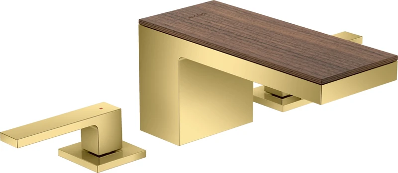 Hansgrohe AXOR MyEdition 3-hole basin mixer 70 with push-open pop-up waste, without plate; color: Polished Gold Optic