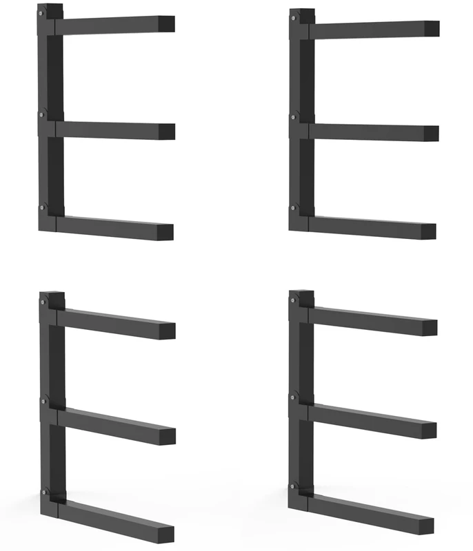 Tigerden Lumber Storage Metal Rack, Lumber Organizer Wall Mount Wood Rack Organizer 3-Level Wood Storage System, 4 Pack