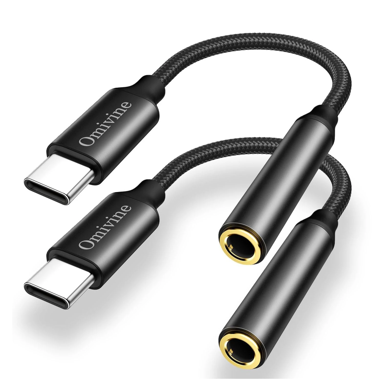 USB C to 3.5mm Jack 2 Pack, USB Type C to Headphone Jack Adapter, 3.5mm to USB-C AUX Nylon Earphone Adapter for iPhone 15/Plus/Pro/Pro Max, iPad Pro/Air/mini, Samsung Galaxy, Pixel, HUAWEI Mate, etc