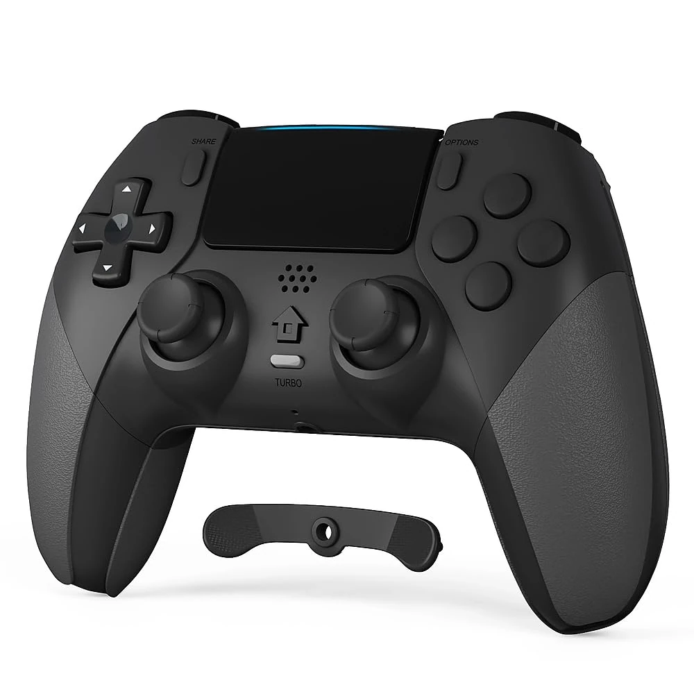 CHEREEKI Compatible with PS4 Controller Wireless Controller for P-4/Pro/Slim Bluetooth Remote Gamepad Joystick Vibration Turbo Six-Axis Sensor Audio Jack Touch Panel Wake UP Game Controller Black
