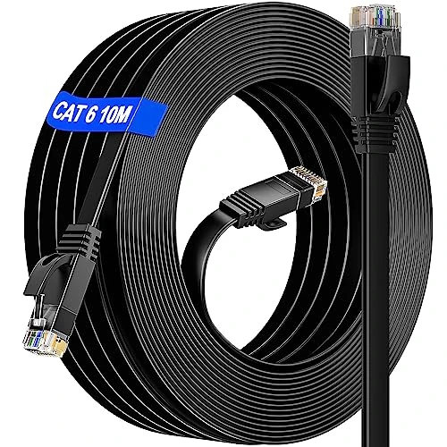 Soibke Cat 6 12m Ethernet Cable, Flat Network Internet Cable - 10/100/1000Mbps, RJ45 Connectors - For Home/Router/Switch/Modem/PS4/5/PC/XBOX