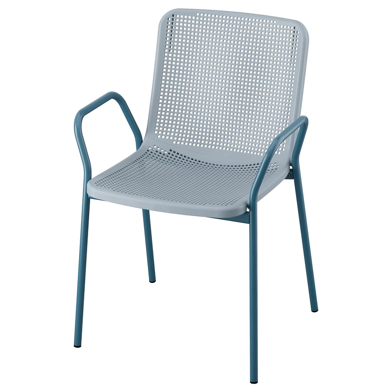 IKEA TORPARO Armchair with Armrests - Light Grey-Blue, Stackable