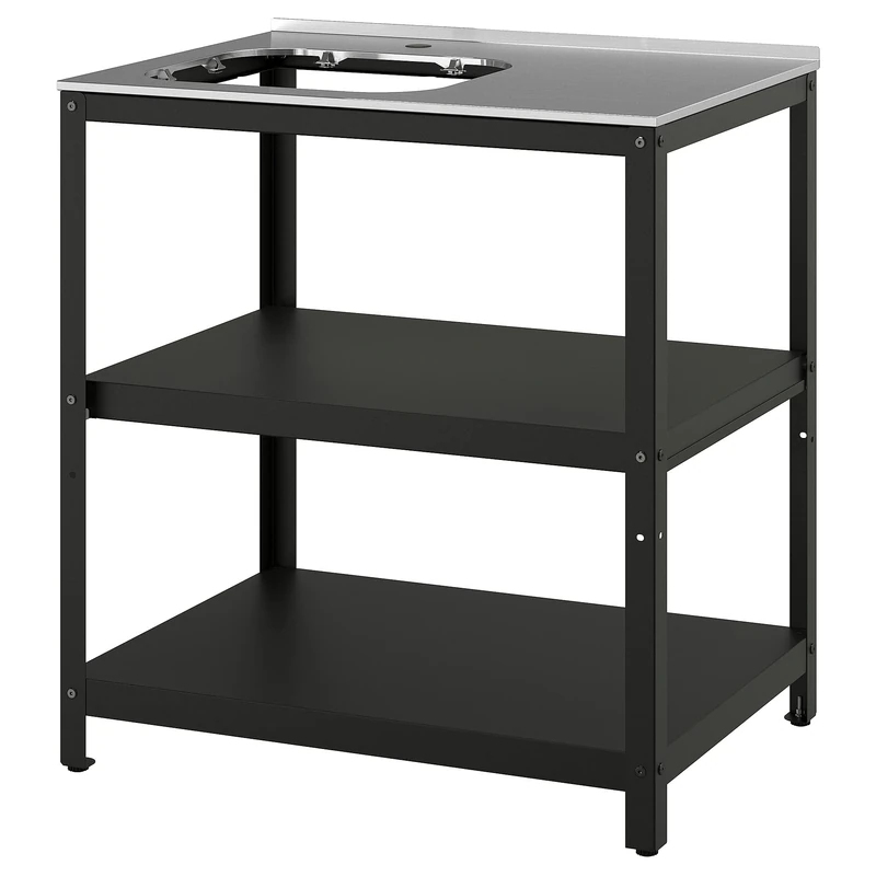 IKEA GRILLSKAR Unit for Sink, 86x61 cm, Black/Stainless Steel - Image 1