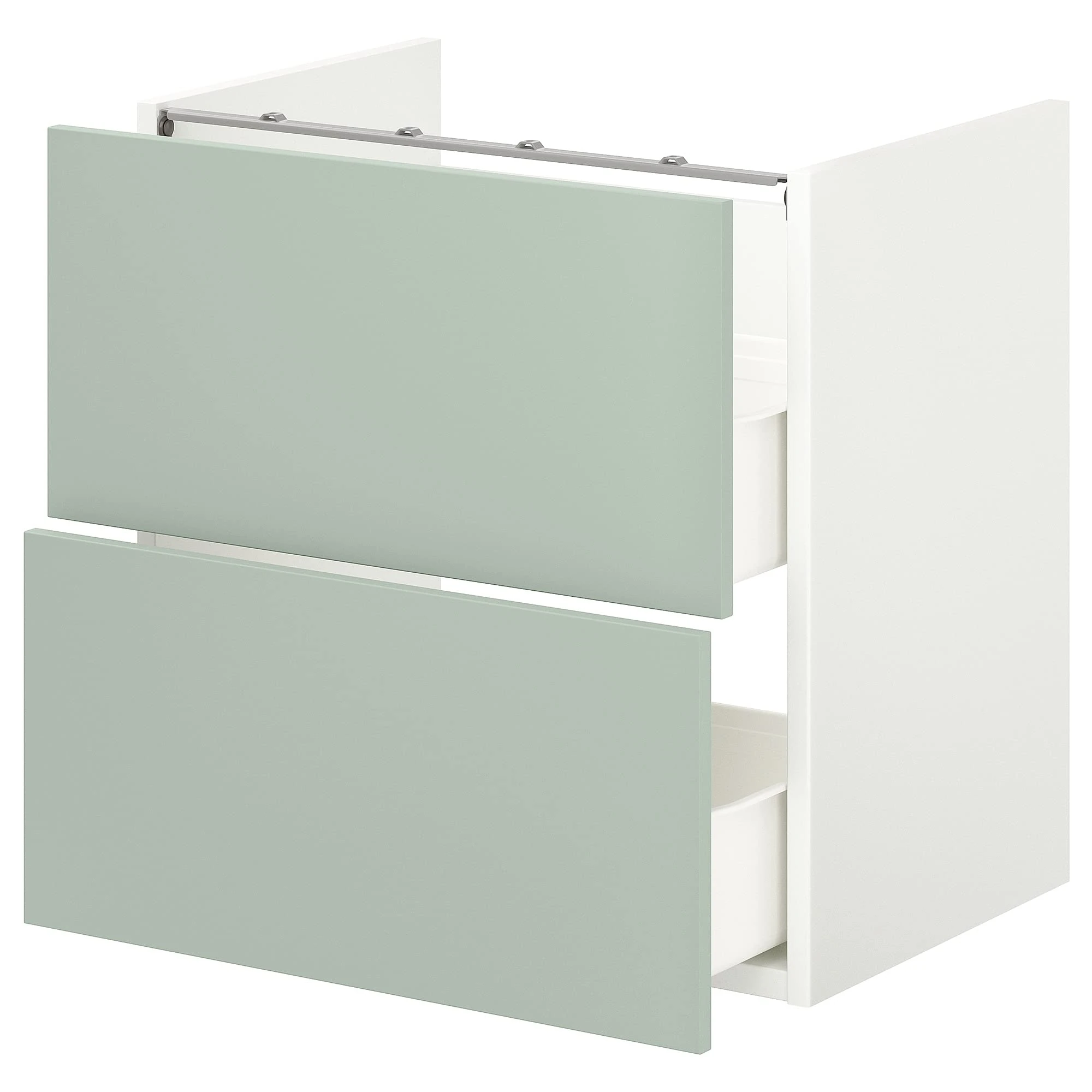 IKEA ENHET Base cb f washbasin w 2 Drawers, 60x42x60 cm, White/Pale Grey-Green