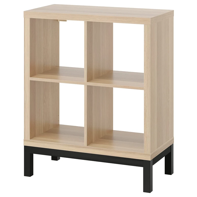 IKEA KALLAX Shelving Unit with underframe, 77x94 cm, White Stained Oak Effect/Black
