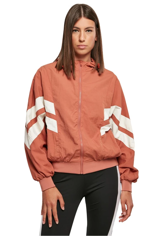 Urban Classics Women's Ladies Crinkle Batwing Jacket, Terracotta/whitesand, L