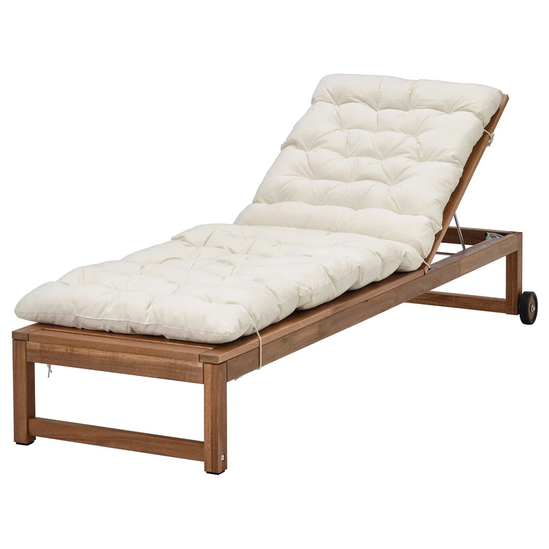 IKEA NÄMMARÖ Sun Lounger, Outdoor Light Brown Stained/Kuddarna Beige
