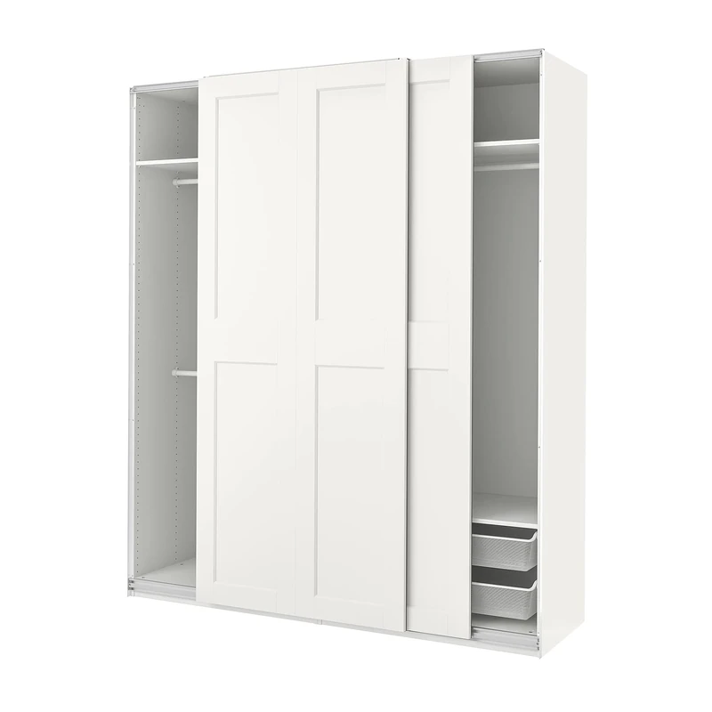 IKEA Pax/GRIMO Wardrobe Combination, 200x66x236 cm, White/White