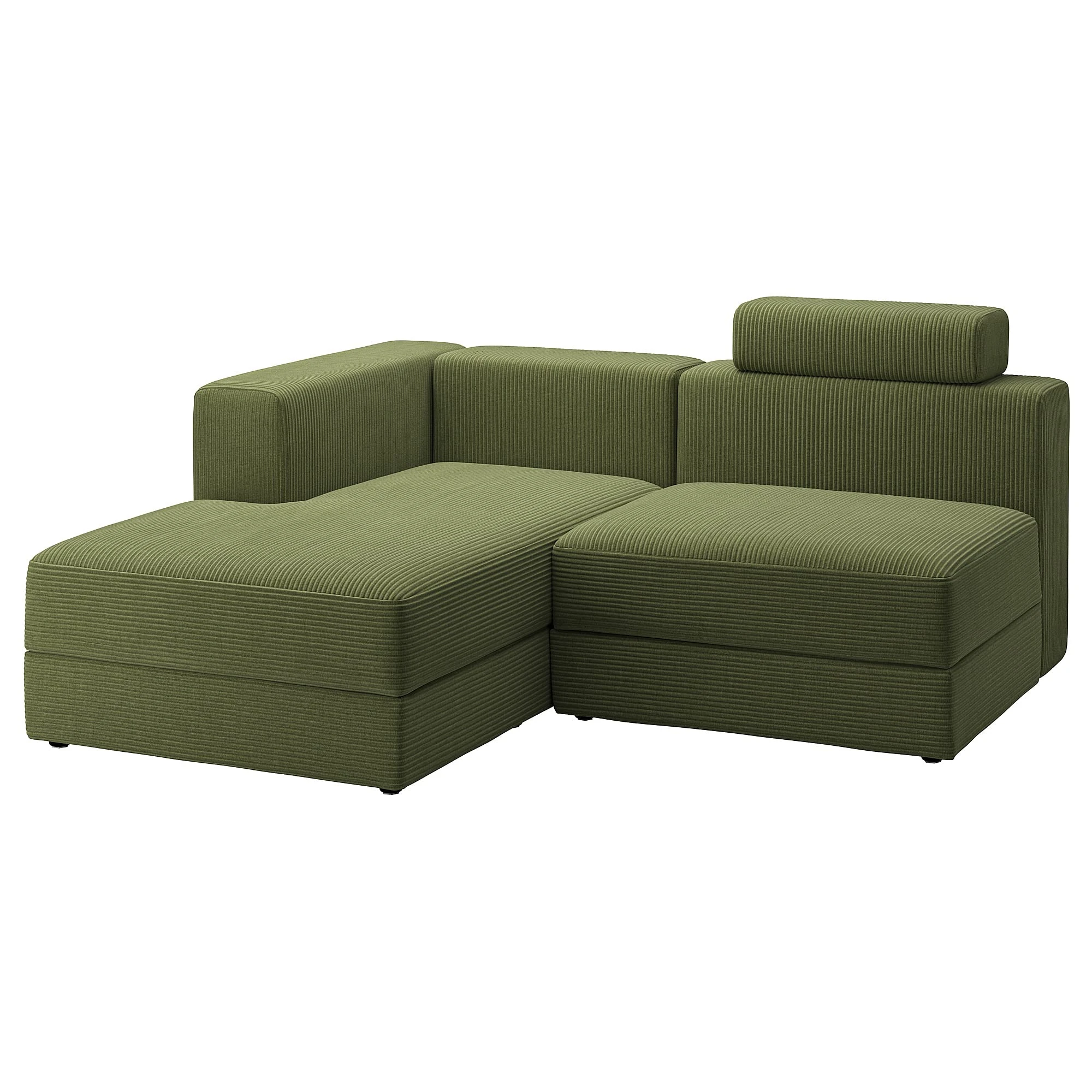 Ikea JÄTTEBO 2,5-seat mod sofa w chaise longue, left with headrest/Samsala dark yellow-green
