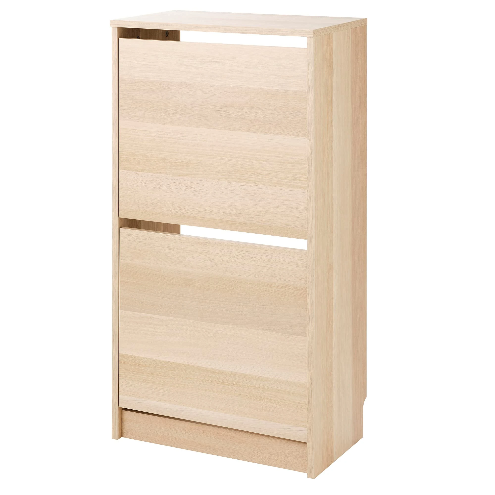 IKEA BISSA Shoe Cabinet with 2 compartments, 49x28x93 cm, Oak Effect