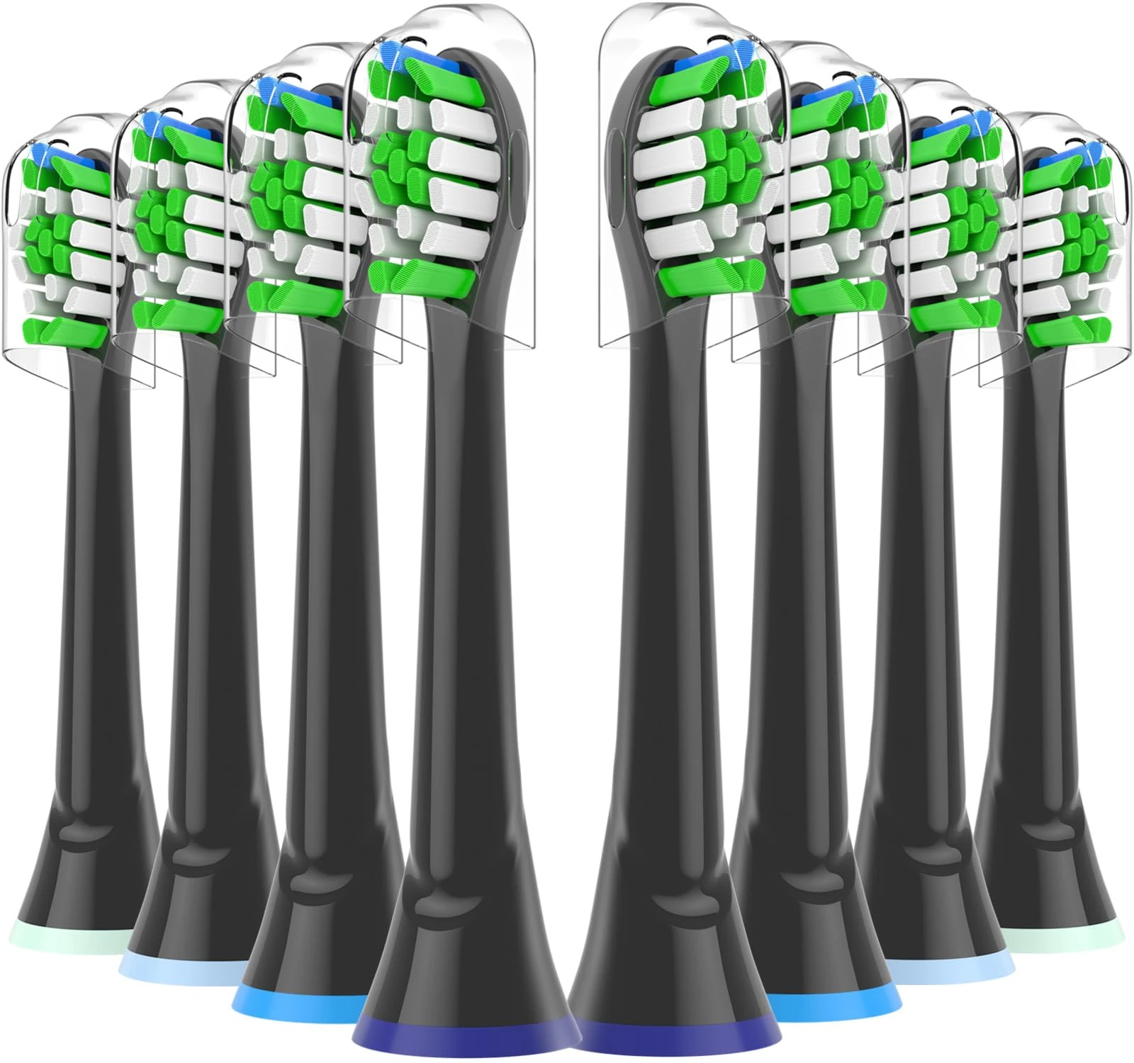 KHBD Toothbrush Heads Compatible with Philips Sonicare Electric Toothbrush, Replacement Brush Heads Fit for EasyClean, Gum Health, FlexCare, HealthyWhite Brush-Black-8 Pack