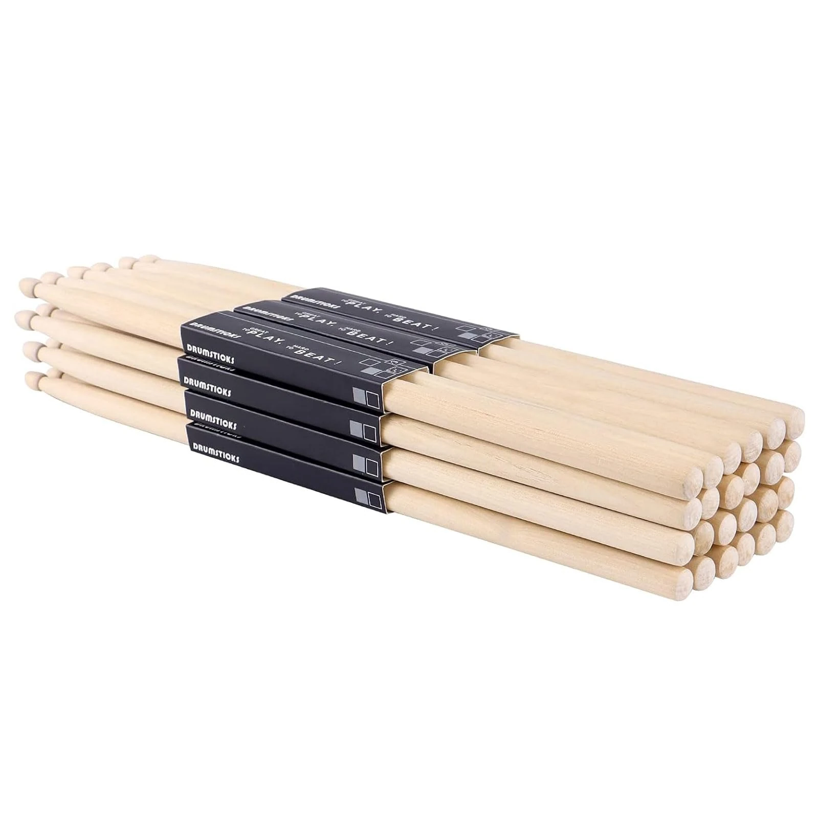 Aopoy 12 Pairs Drum sticks 5A, Classic Maple Wood Drumsticks, Wood Tip Drumstick, for Adults Kids and Beginners